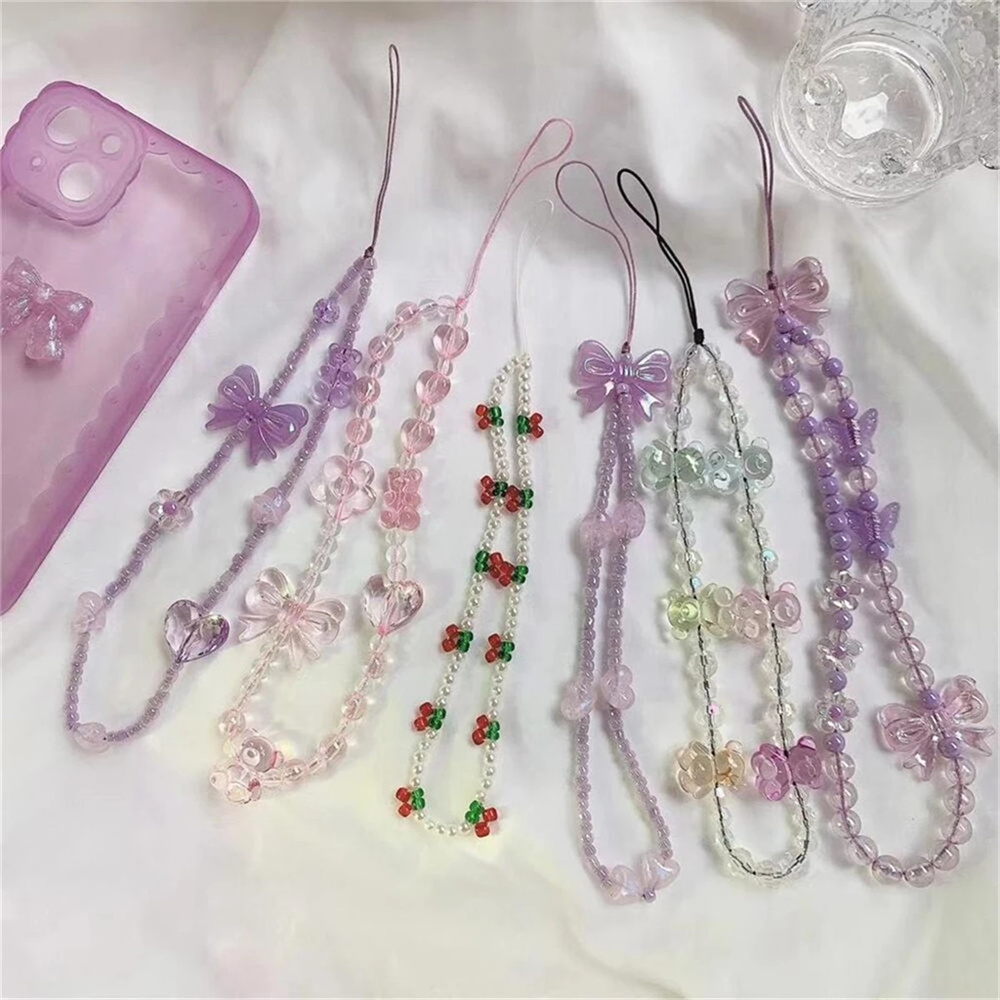 Women Accessories Pack - Women Trendy Cherry Beaded Pearl Phone