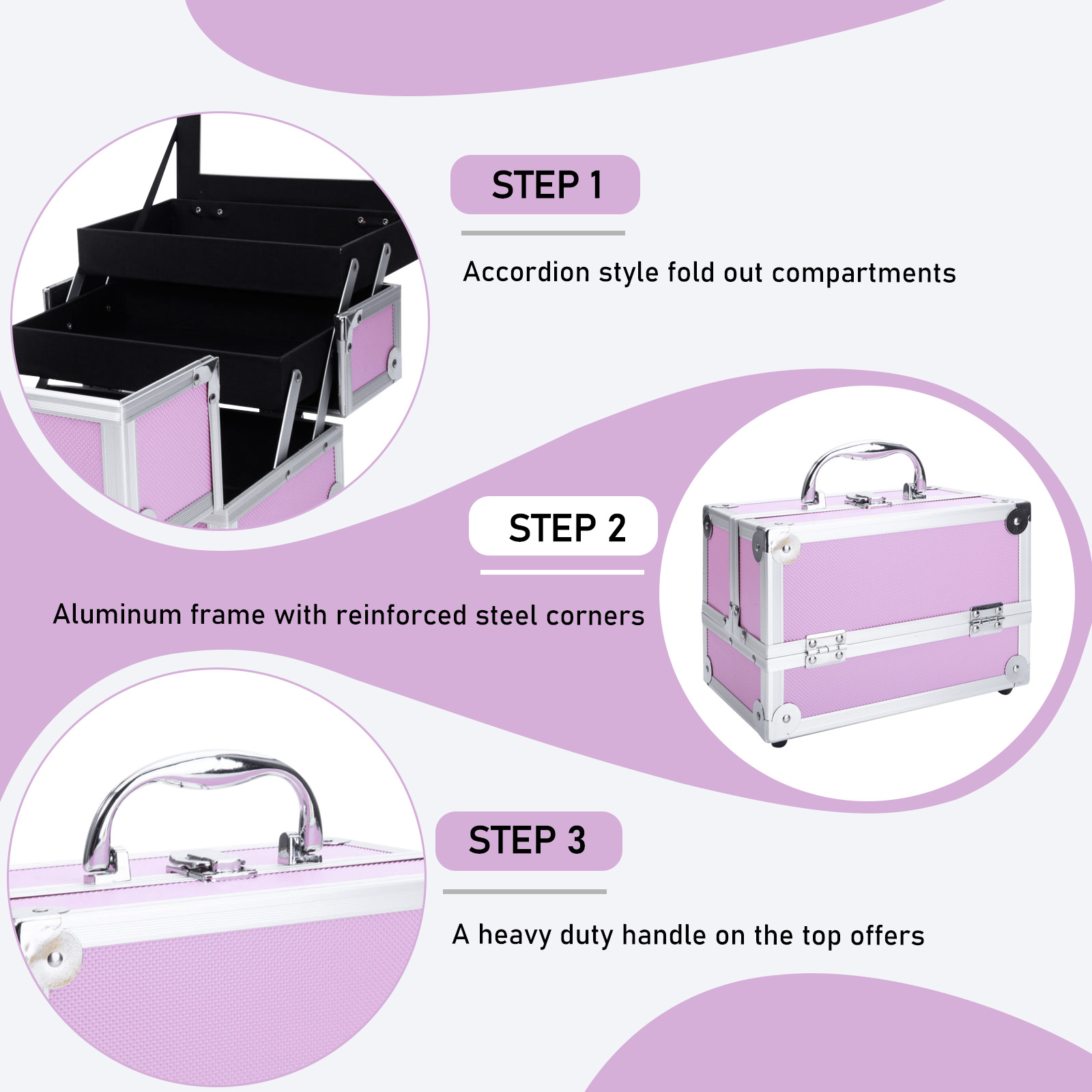 Pink Aluminum Alloy Makeup Cas - Women Accessories Organizer recension och pris