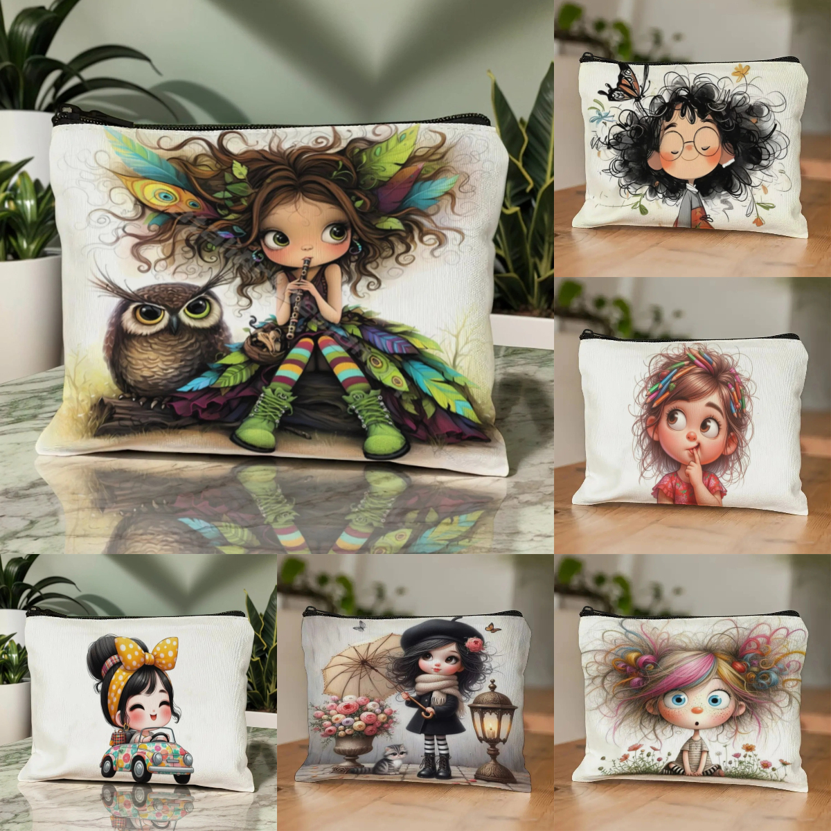 Cartoon Girl Makeup Bag Zipper - Women Accessories Organizer recension och pris
