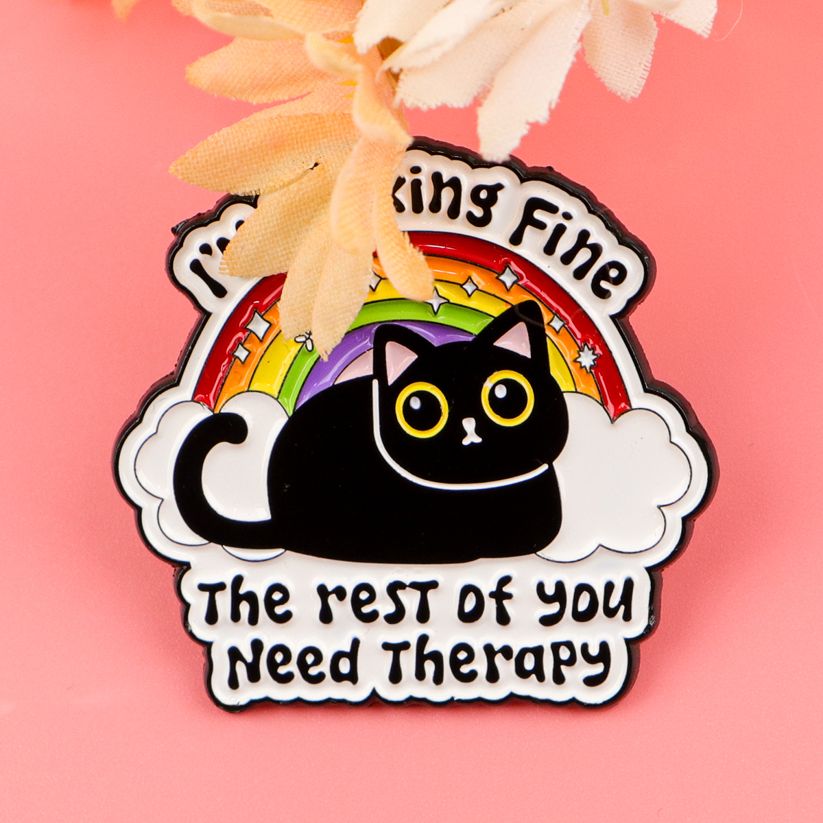 Cute Black Cat Enamel Pin Rain - Women Accessories Picture recension och pris