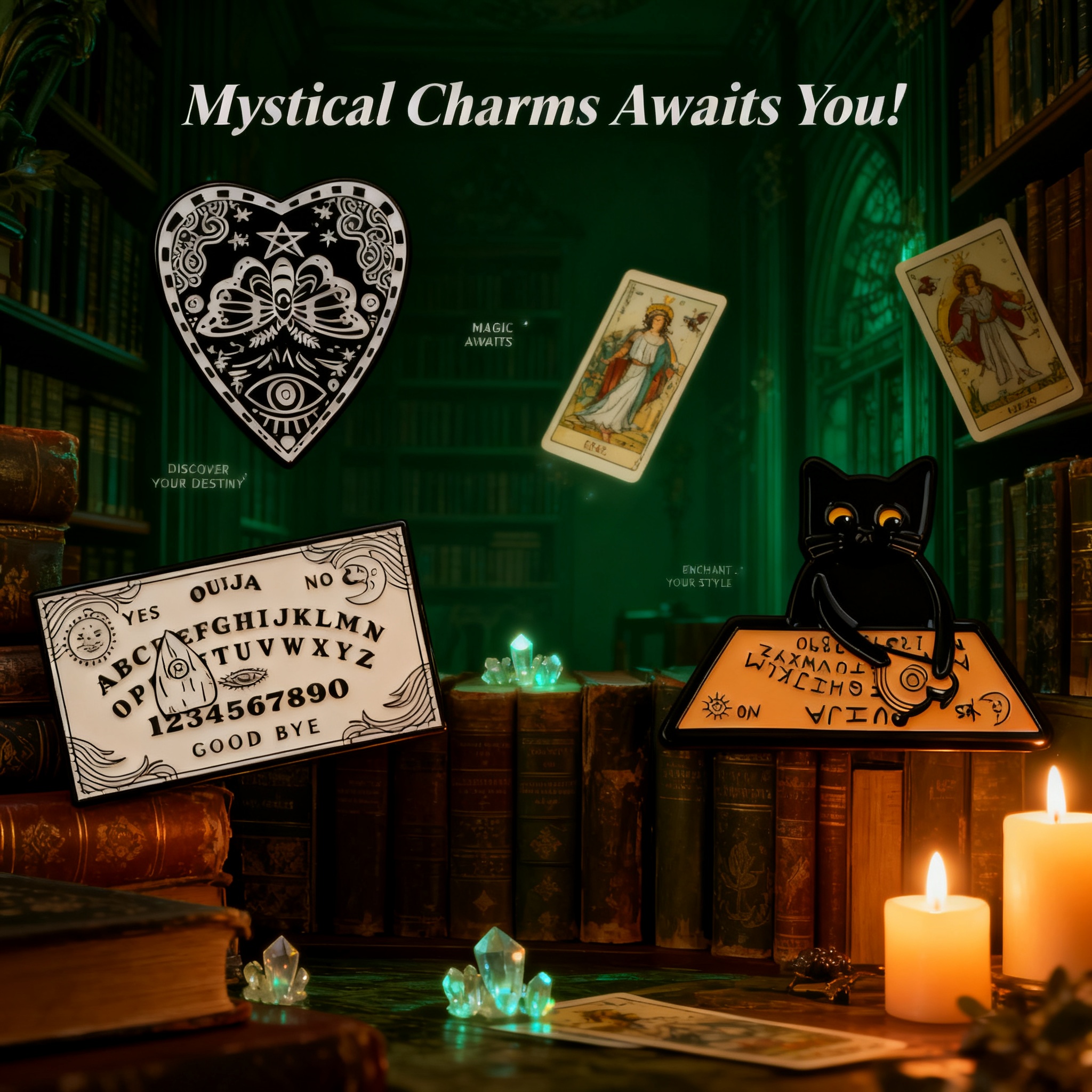 Black Cat Ouija Enamel Pin Hal - Women Accessories Picture recension och pris